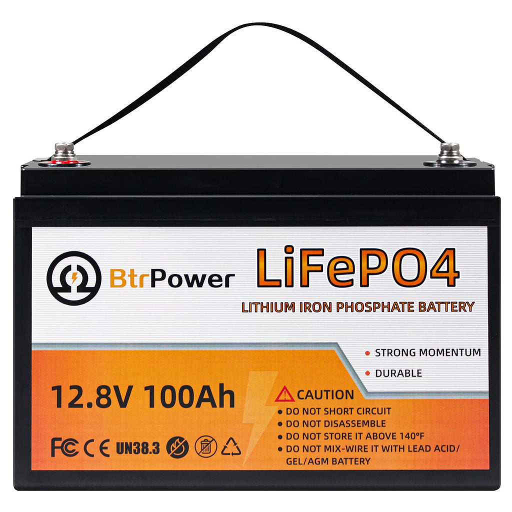 12V Lithium Battery-100Ah Lithium Phosphate Iron LiFePO4 Deep Cycle Battery,100A BMS,4000+ Cycles,Perfect for RV,Trolling Motor,Home Storage,Solar Power System and Outdoor Camping