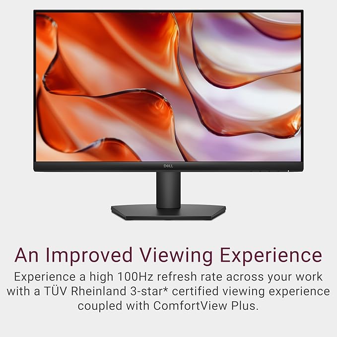 Dell 24 Monitor - SE2425HM - 23.8-inch Full HD (1920x1080) 16:9 100Hz Display, IPS Panel, 16.70 Million Colors, Anti-Glare, 1 HDMI / 1 VGA Port, TÜV Rheinland 3-Star*, Comfortview Plus - Black