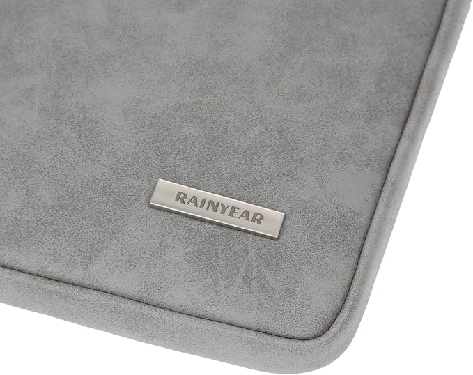 RAINYEAR 16 Inch Laptop Sleeve PU Suede Leather Case Protective Padded Zipper Cover Water Resistant Carrying Bag Compatible with 16" MacBook Pro/Max A2780 A2991 A3403 A3186 A2141 A2485 (Gray)