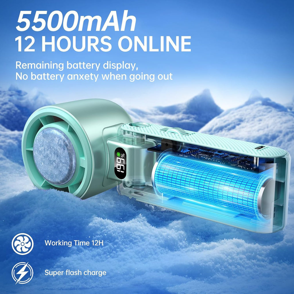 Coolhill Pro Handheld Portable Fan with Ice Cooler 199-Speed 5500mAh