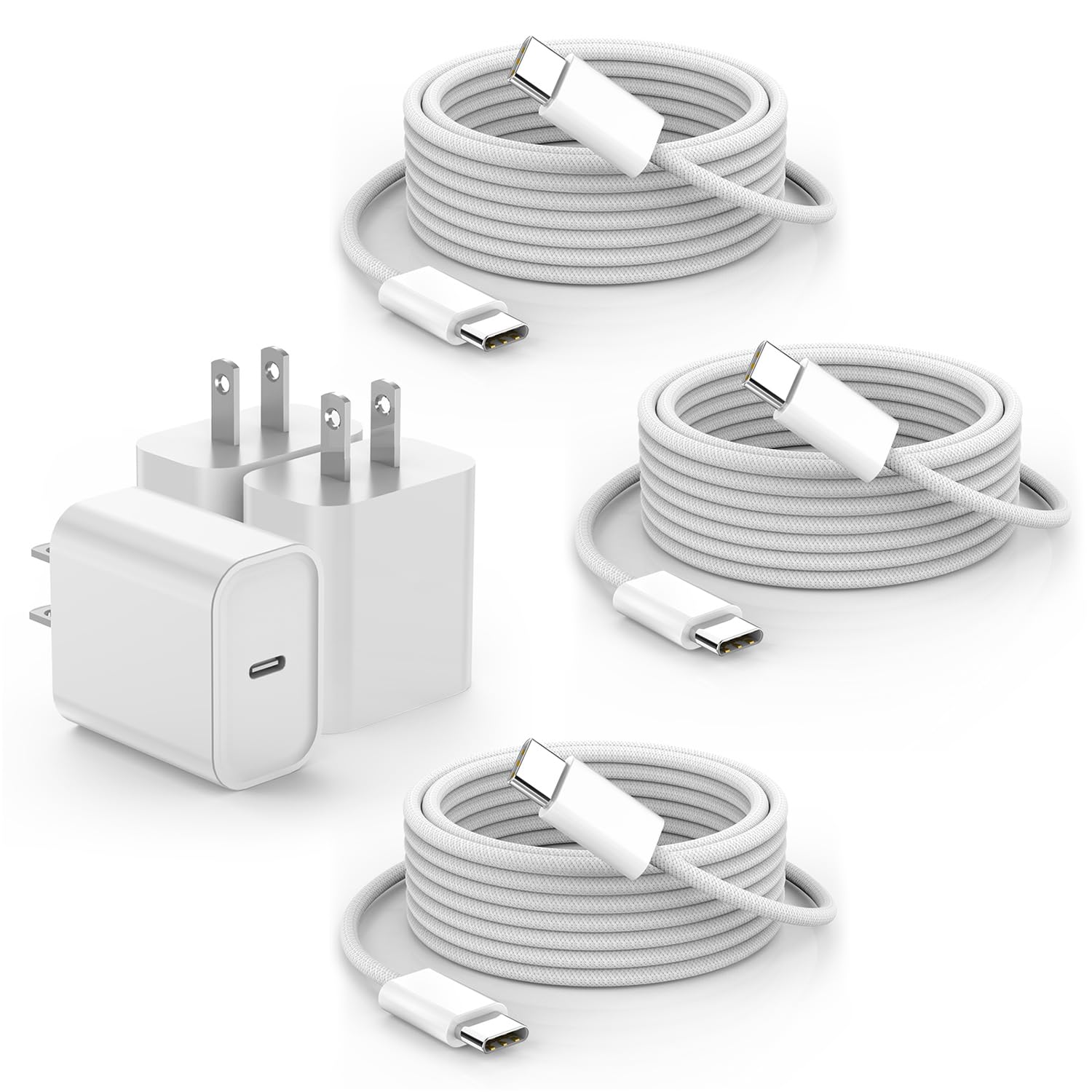 Retractable iPhone Charger Fast Charging,4 in 1 Retractable Wall Charger 45W Travel Essentials Multiport Plug Foldable Block Lightning &USB C Cables for iPhone 17Pro Max/16/15/14/13/12/11,iPad,AirPods