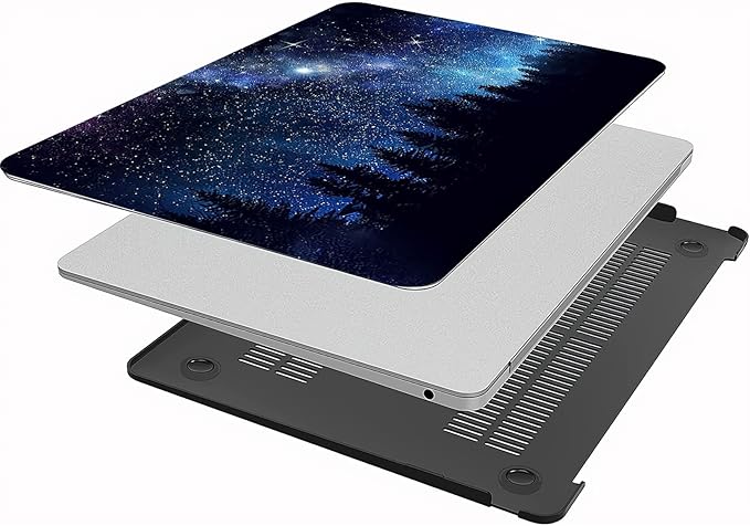 Compatible with MacBook Air 13 Inch Case 2017 2016 2015 2014 2013 2012 2011 2010 Release A1466/A1369, Plastic Hard Shell Case & Keyboard Cover & Screen Protector - Forest Night Sky