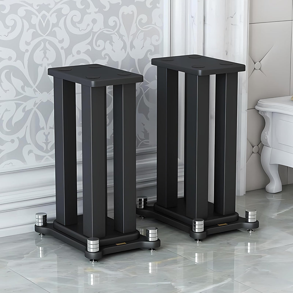 A Pair of Speaker Stands, Bookshelf Speaker Stand Steel Frame Support for Speakers up to 40 kg, Vibration-Absorbing MDF Design, Studio Monitor Stands Improves Sound Quality (70cm/27.5in)