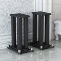 A Pair of Speaker Stands, Bookshelf Speaker Stand Steel Frame Support for Speakers up to 40 kg, Vibration-Absorbing MDF Design, Studio Monitor Stands Improves Sound Quality (60cm/23.6in)