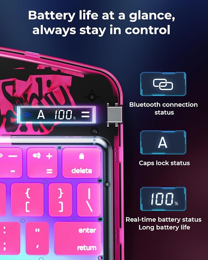 SIBEITU Keyboard Case for iPad Pro 11 Inch (M5 2025 / M4 2024), 360 Rotatable iPad Pro 11 Clear Cover with Multi-Touch Trackpad, 7-Color Backlight & 3 Brightness, High-Tech Visible PCB Design, Pink