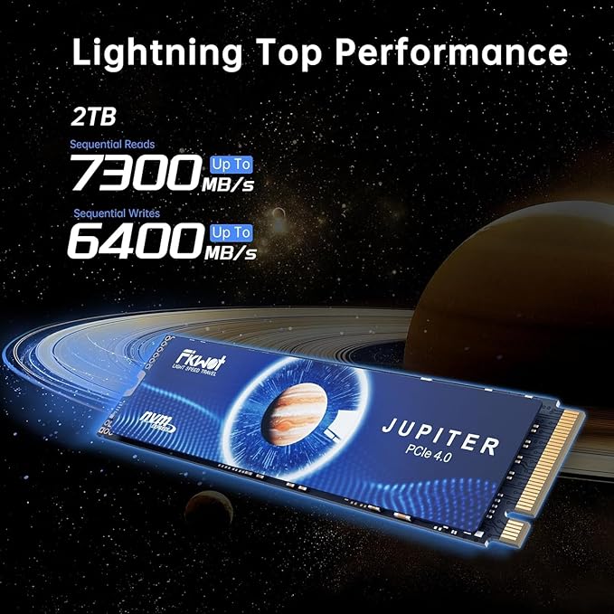 FX991 M.2 SSD 2TB NVMe SSD M2 2280 PCIe Gen 4x4, Read Up to 7300MB/s, Internal Solid State Drive for PS5 Laptop Desktop 3D QLC NAND