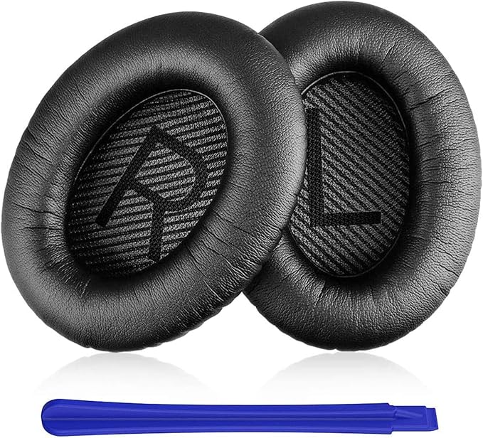 Replacement Earpads Cushions for Bose QuietComfort 35 ii/QC35/QC25/QC2/QC15/Ae2/Ae2i/Ae2w, Thickened Soundproof Sponge, Ear Pads with Softer Leather Ear Pads for Bose(Black)