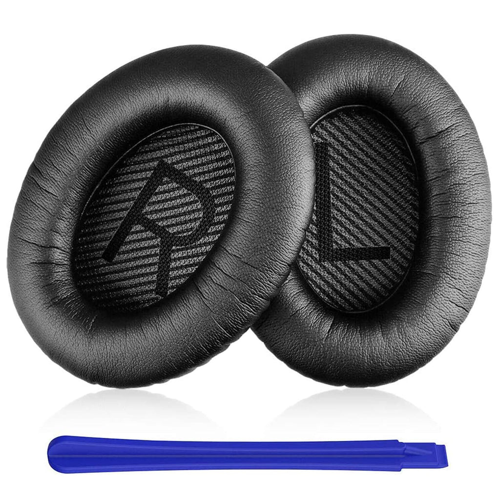 Replacement Earpads Cushions for Bose QuietComfort 35 ii/QC35/QC25/QC2/QC15/Ae2/Ae2i/Ae2w, Thickened Soundproof Sponge, Ear Pads with Softer Leather Ear Pads for Bose(Black)