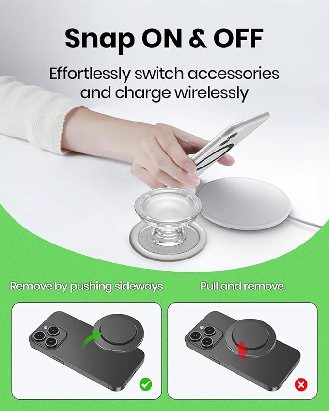 Solid Color Button Phone Grip – Minimalist Design, Durable and Lightweight, Grip and Stand for Smartphones (Blue, Magnetic Type)