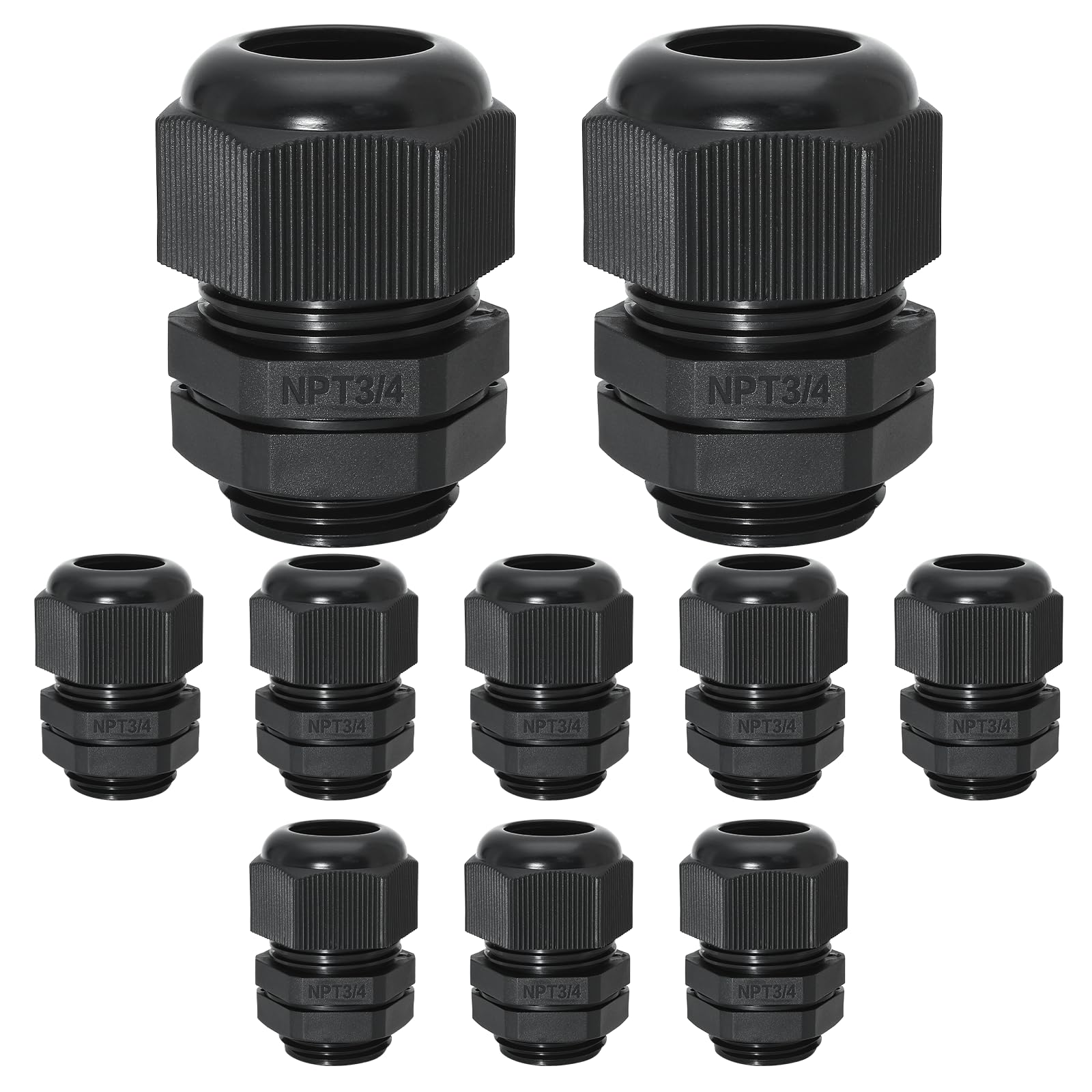 Bonsicoky 3/4" NPT Nylon Cable Glands, Black, 20 Pcs