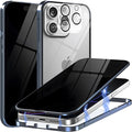 Privacy Magnetic Case for iPhone 16 Plus with Metal Titanium Frame Privacy Screen Protector & Camera Lens Protector, Magnetic Adsorption Double Sided Glass Case Anti Peep Anti Spy Phone Cover