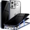 Privacy Magnetic Case for iPhone 16 Pro Max with Metal Titanium Frame Privacy Screen Protector & Camera Lens Protector, Magnetic Adsorption Double Sided Glass Case Anti Peep Anti Spy Phone Cover