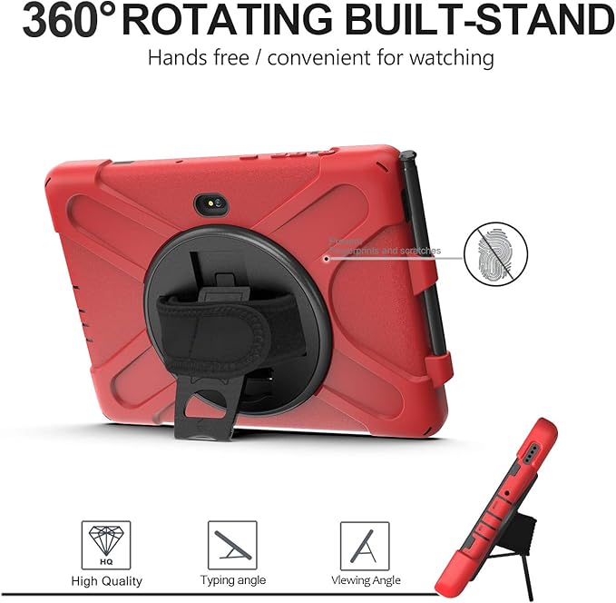 rantice Compatible with Samsung Galaxy TAB Active PRO 10.1 inch/Tab Active4 PRO Case, Heavy Duty Rugged Shockproof Drop Protection Case, Hand Strap&Shoulder Strap for SM-T540/T547/T630/T638 (Red)