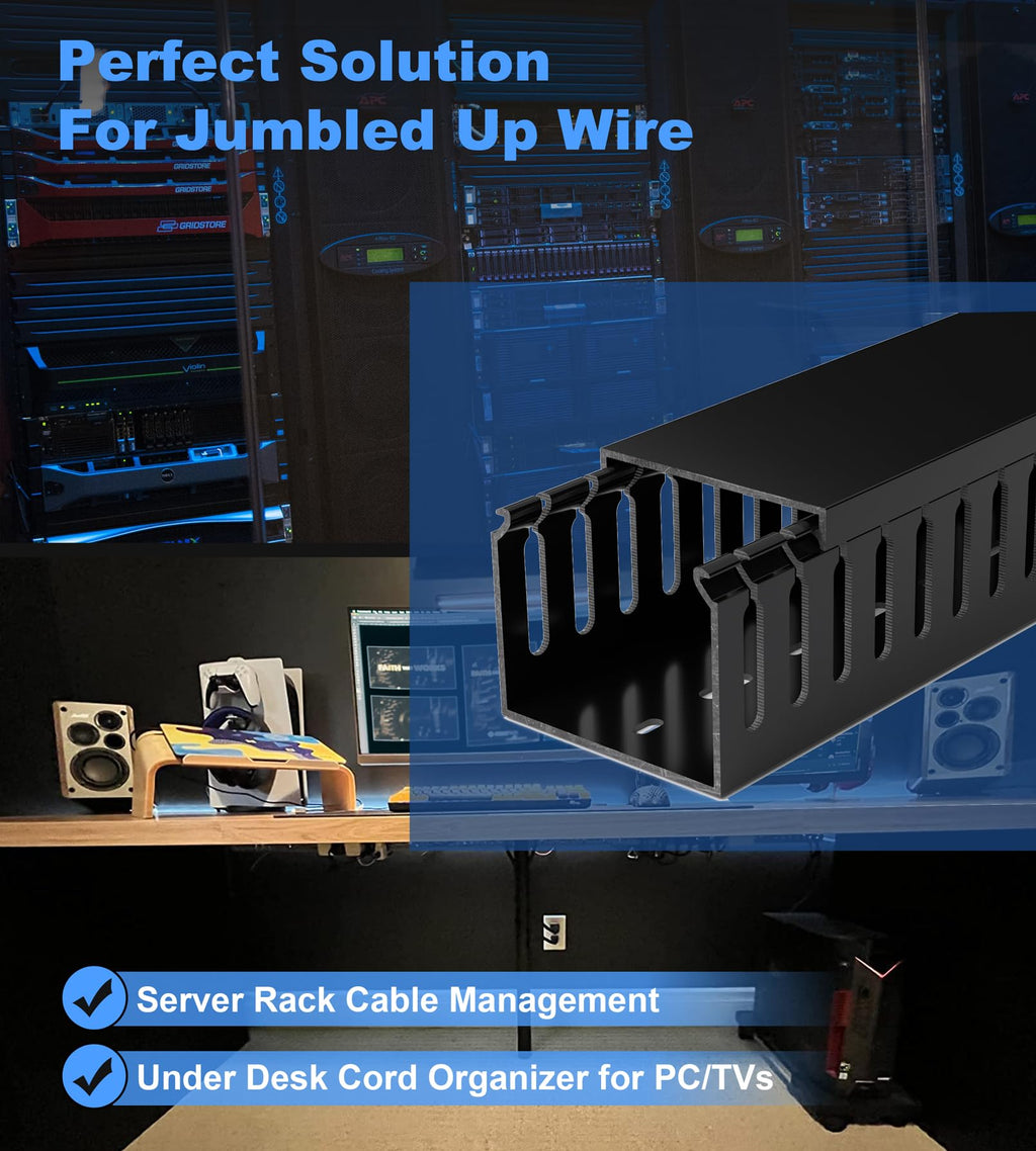 ZhiYo 2"H x 2.4"W Cable Management Raceway, 95in Under Desk Channel, Black