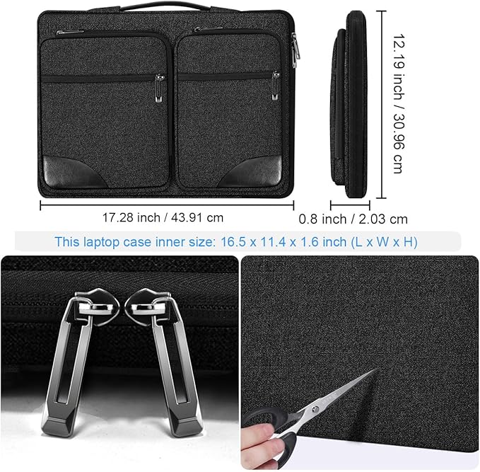 Hseok Ultra-Slim Laptop Case 17 17.3 inches Sleeve Protective PC Briefcase for Commuting and Business Trip，Carbon