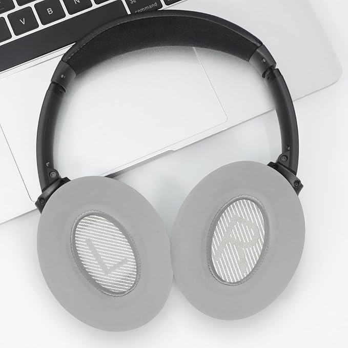 Full Cooling Gel Replacement Earpads for Bose Quiet Comfort QC35 Headphones Ear Pads Cushions with Breathable Ice Silk Fabric, High-Density Noise Cancelling Foam - Gray
