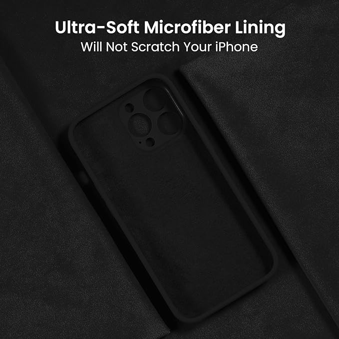 FireNova Designed for iPhone 13 Pro Max Case, Silicone [Camera Protection] Phone Case with [2 Screen Protectors], Soft Anti-Scratch Microfiber Lining Inside, 6.7 inch, Black