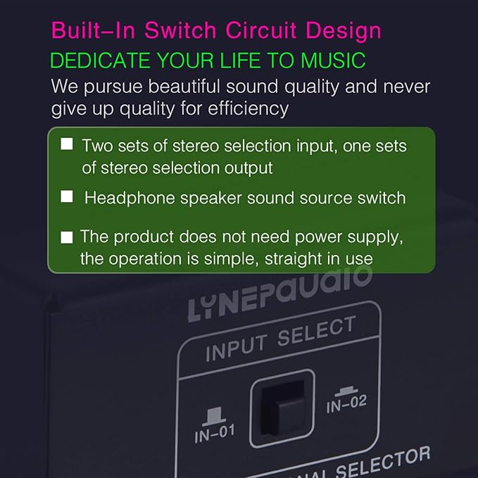 Audio Switcher 3.5mm 2 in 1 Out/1 in 2 Out A/B Switch Stereo Audio Splitter Box with No Distortion 3.5mm Jack for Switching Between Computer Speakers and Headphones