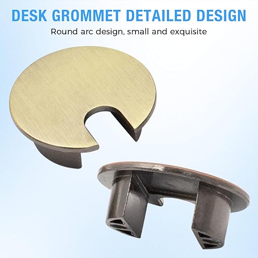 Desk Grommet 1-3/8" (35 mm), Desk Cord Hole Cover, Cable Grommet Metal Zinc Alloy Materilal, Desk Hole Grommet for Office and Home Table Cable, Detachable Cable Cord Organizer (Flat Black 2 Pcs)