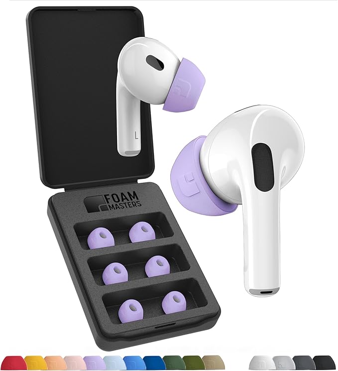 Foam Masters Ultra-Premium Memory Foam Ear Tips for AirPods Pro 1st & 2nd Gen | 3 Pairs | Black Magic Ver 6.0 | Secure | Comfort | Better Noise Cancel | Replacement Buds – Lilac Purple, Small