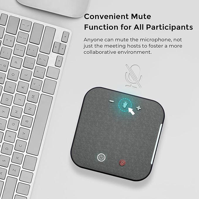 Conference Speaker and Microphone, USB C & Bluetooth Speakerphone for Computer, Laptop Speakers with mic, 360° Voice Pickup, AI Noise Reduction, 20H Call Time, Online Meetings