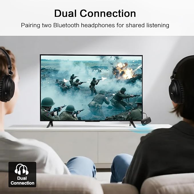 SIMOLIO Airplane-Bluetooth-Adapter for AirPods/Headphones, 20 Hr Battery, Supports 2 Earbuds/Wireless Headphones, 3.5mm AUX Wireless Audio Transmitter for TV, Gym Equipment, Controller, MP3 Player