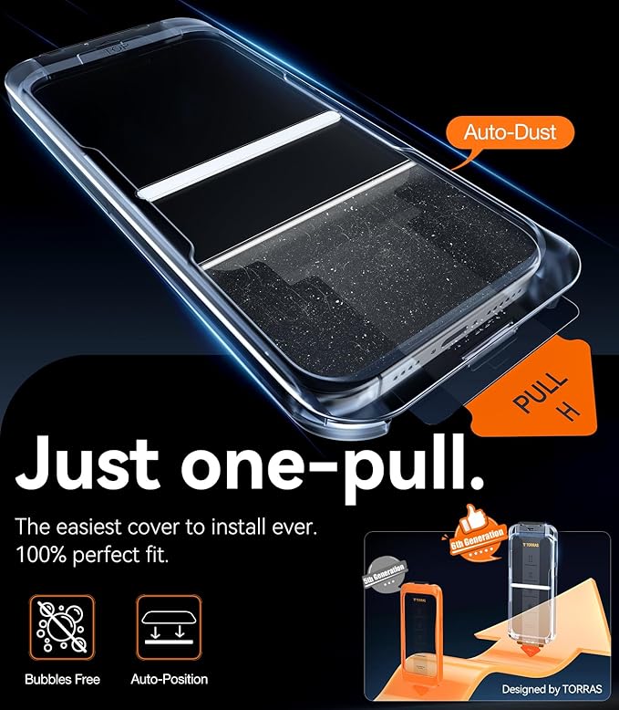 TORRAS Military-Grade Shatterproof for iPhone 16 Pro Screen Protector [9H+ Aerospace Tempered Glass＆ One-Step Installation] Full Coverage Fit Bubble Free Top-Notch Protection, 2 Pack, GlassGo X