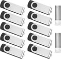 ABLAZE 32GB Flash Drive 10 Pack, USB 2.0 Memory Stick with Lanyards Swivel Thumb Drives Bulk 32GB Pendrive U Disk for Data Storage (Black)