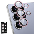 Avocase for Samsung Galaxy S25 Ultra Camera Lens Protector, Individual Metal Ring Tempered Glass Lens Cover, [Strong Adsorption] Scratch Resistant Ultra-Thin HD Clear Lens Cover, 1 Set-Pink Sparkly