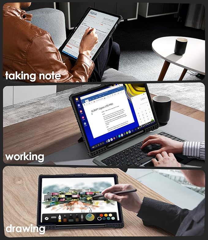 Nillkin for Samsung Galaxy Tab S9 FE Plus Case with Detachable Keyboard, Multi-Touch Trackpad, 7-Color Backlit, S Pen Holder, Rugged Keyboard Case with Camera Cover for Samsung Tablet S9 FE+ 12.4"