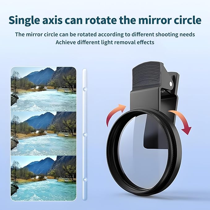 67mm Clip-on CPL Phone Camera Lens Filter, Polarized Camera Lens CPL Filter for iPhone 16 15 Pro Max Plus 14 13 Pro Max Mini 12 11 X XS Max Galaxy