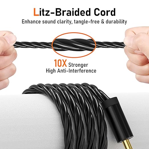 Premium HiFi IEM Cable - Silver-Plated 3.5mm to MMCX Cord, Lossless-Sound in-Ear Monitor Cables for Vibes 201/202, Shure SE215/315/425/535/846-Black (HC001)