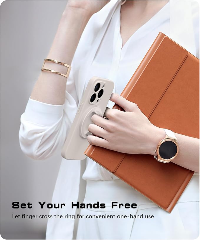 Magnetic Phone Grip, Removable Loop Grip with Soft Finger Strap, Silicone Phone Ring Holder for Back of Phone for iPhone 16/15/14/13/12 Pro Max/Plus, Stone