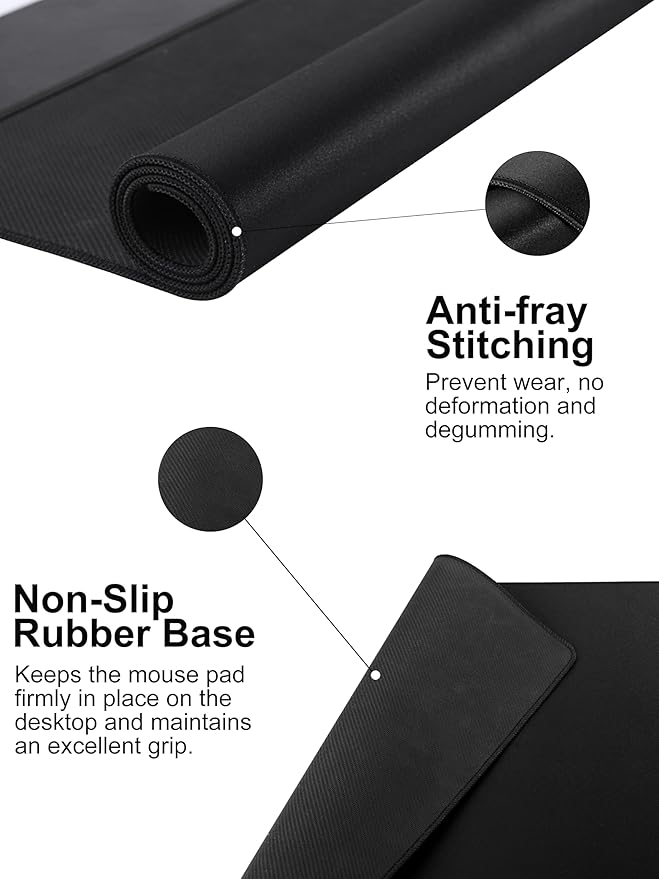 TopMade Mouse Pad with 15W Fast Wireless Charging, 35.43"x15.75" XXXL Large Gaming Mousepad, Waterproof Desk Pad, Classic Black Computer Desk Mat(Includes 20W PD Power Adapter & 6.56ft Woven Cable)