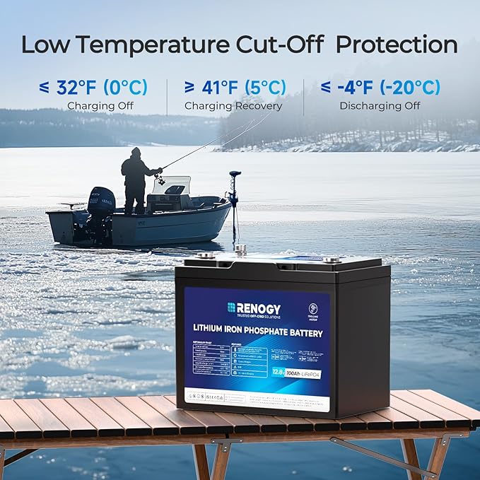 Renogy 12V 100Ah Trolling Motor LiFePO4 Lithium Battery, Bluetooth & 100A BMS, IP67 Waterproof, Group 24 Deep Cycle Battery for Marine, Boat, RV, Off-Grid Backup