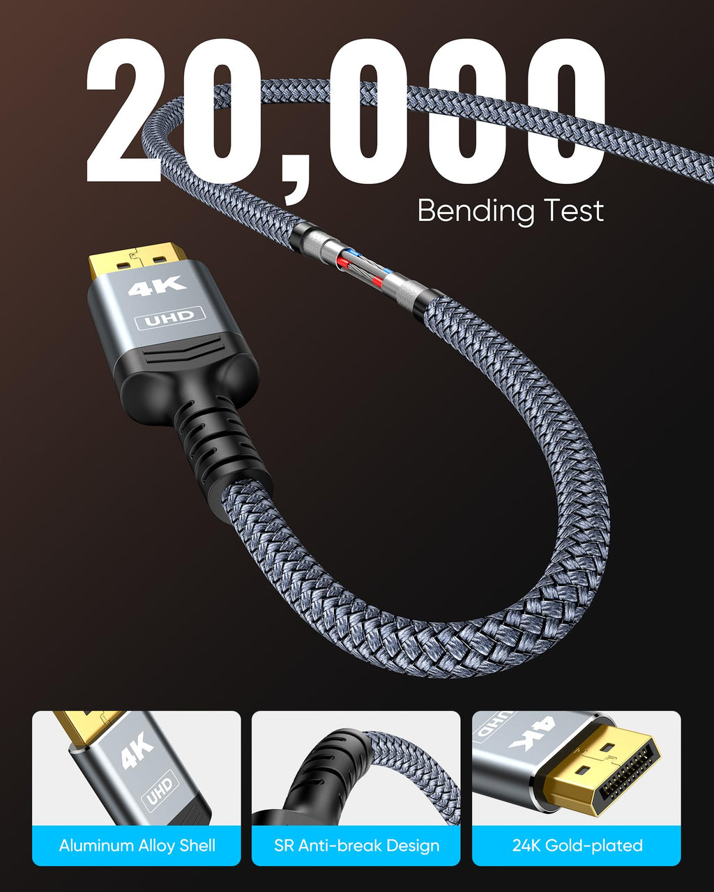 Highwings 4K DisplayPort to HDMI, Uni-Directional Only DP to HDMI 6.6FT