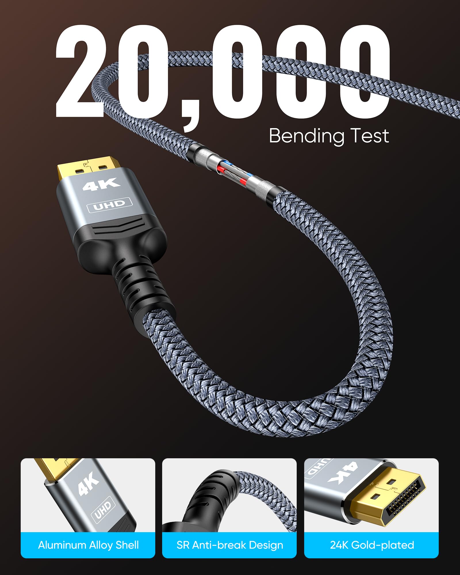 Highwings 4K DisplayPort to HDMI 10FT, Uni-Directional DP to HDMI 2.0