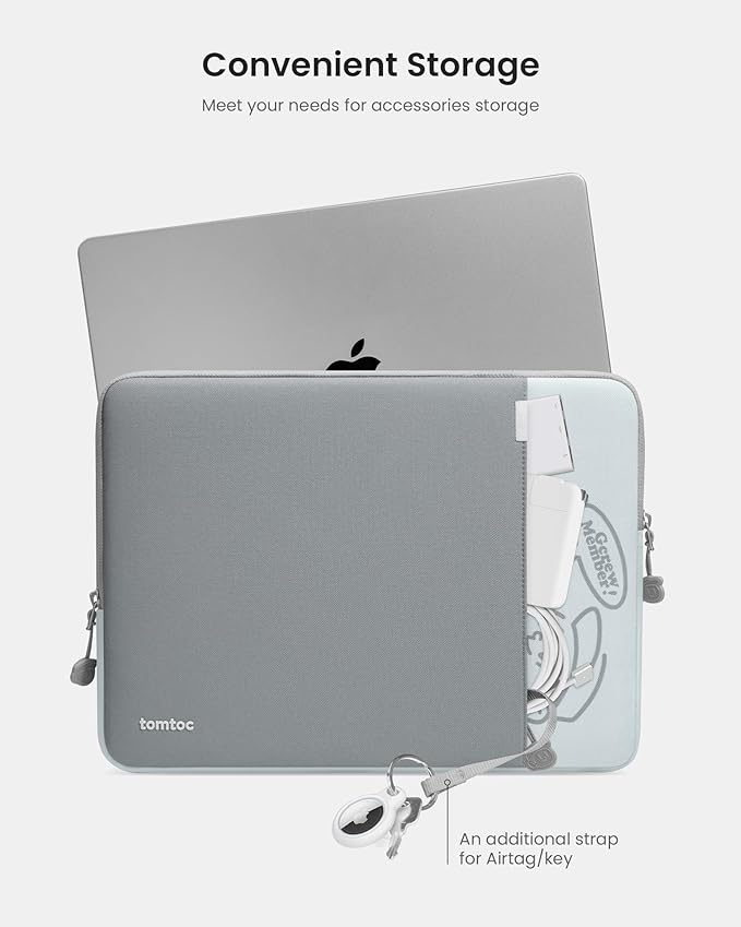 tomtoc 360° Protective Laptop Sleeve for 13-inch New MacBook Air M4/A3240 2025, M3/A3113, M2/A2681 M1/A2337 A2179 A1932, 13-inch MacBook Pro M2/A2686 M1/A2338, Water-Resistant Computer Case Bag