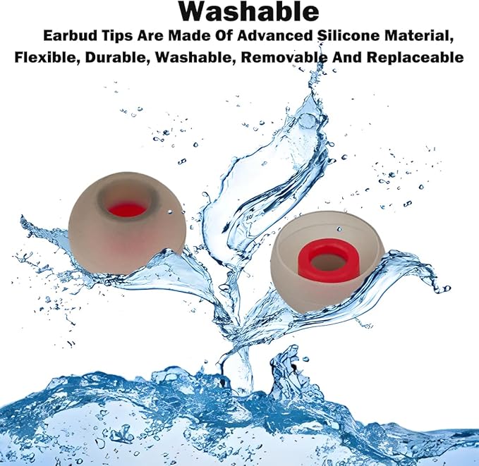 Earbud Tips Replacement - 9 Pairs, Compatible With Powerbeats 2/3, LG & Samsung Earbuds, Red Ear M