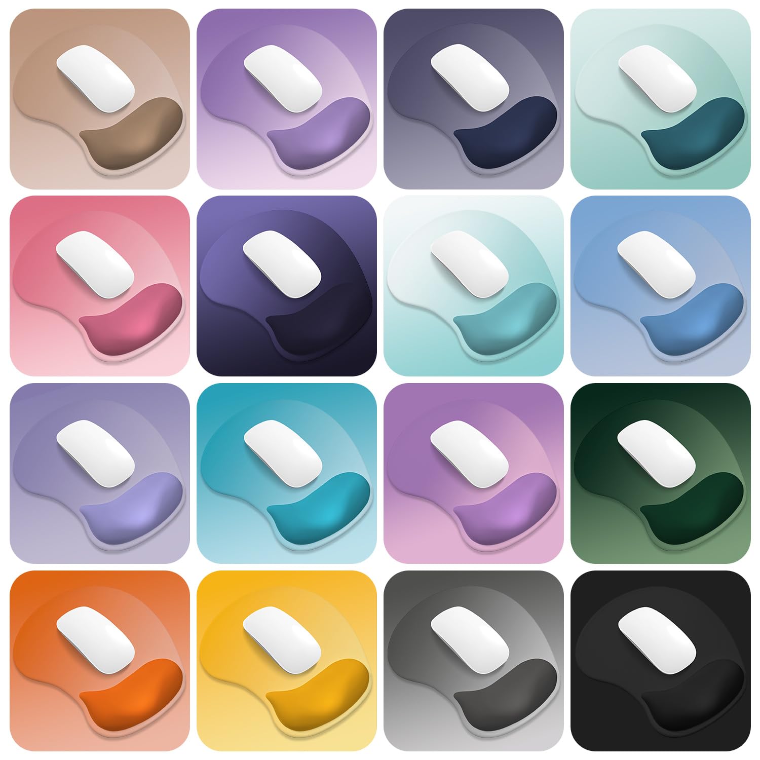 ITNRSIIET Ergonomic Mouse Pad, Cushioned Gel Wrist Rest, Non-Slip Base, Smooth Surface, Cute Multi-Color, 9.5 x 8.2 in, White