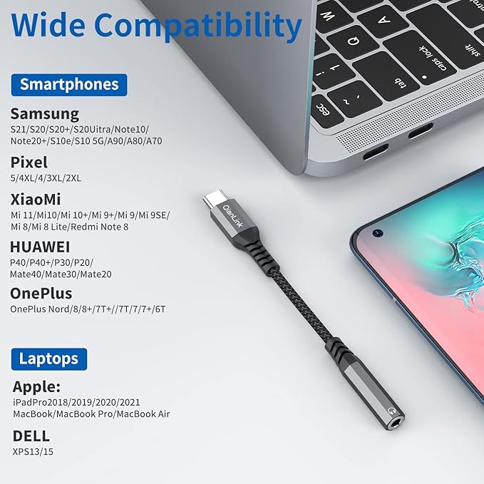 USB Type C to 3.5mm Female Headphone Jack Adapter, (3-Pack) USB C to Aux Audio Dongle Cable Cord for iPhone 15 16 17 Pro Max, Samsung Galaxy S25 S24 S23 S22 S21 S20 Ultra, Note 20, Pixel 8 9,iPad Pro