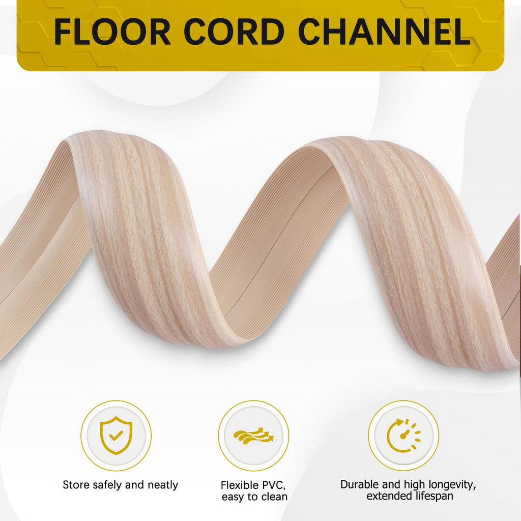 JAHOMFAI Floor Cord Cover 3.3FT Cord Covers for Wires on Floor Protect Wires & Prevent Trip Hazards, Easy to Cut for Home, Office, School, Concerts, Cavity W0.6in x H0.32in