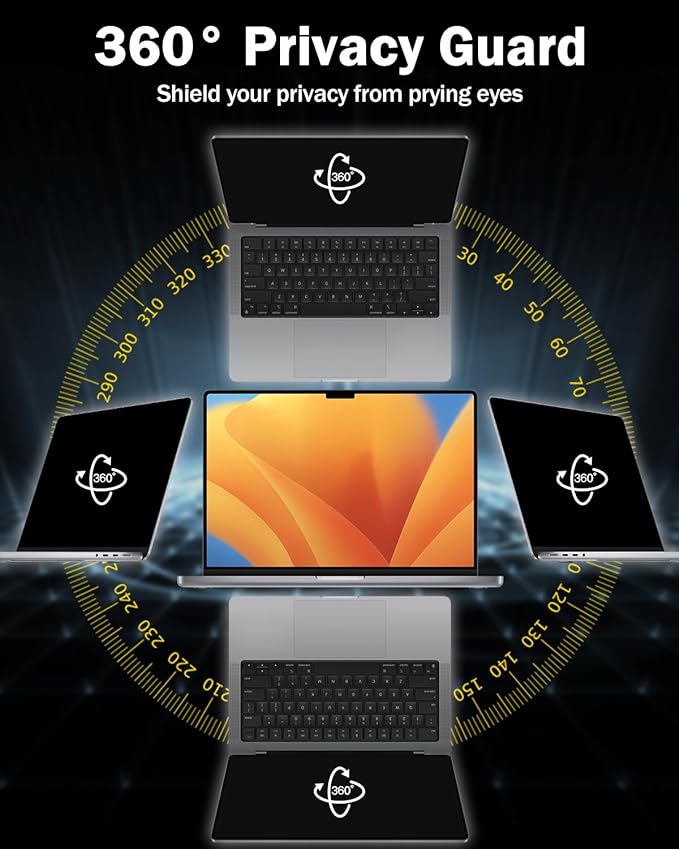 F FORITO 15.6 Inch Laptop Privacy Screen Protector, 360° Anti Peeping and Anti Glare Laptop Privacy Shield Compatible with 15.6" HP/Lenovo/Dell/Acer/ASUS/Thinkpad with 16:9 Aspect Ratio