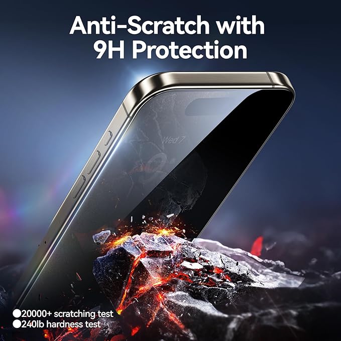 SMARTDEVIL 2PACK Privacy Screen Protector for iPhone 15 Shatterproof Tempered Glass [True 28°Anti Spy] [9H Hardness] [Auto Dust-Elimination Install], [Bubble Free]