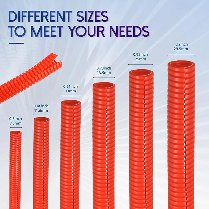 Split Wire Loom Tubing, 10,25ft Cord Protectors from Pets No Chew, Flexible Wire Covers Cord Protectors, Protective Split Cable Sleeve for Automotive Home Industrial Wires(Red, 1.12inch-10ft)