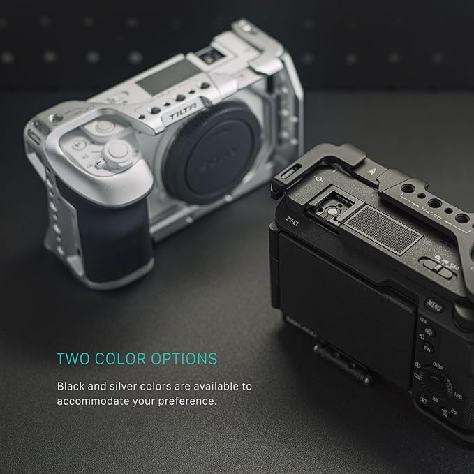 Tilta Full Camera Cage for ZV-E1 | Cold Shoe, NATO Rail, M3 and 1/4"-20 Threads Mounts | Silver