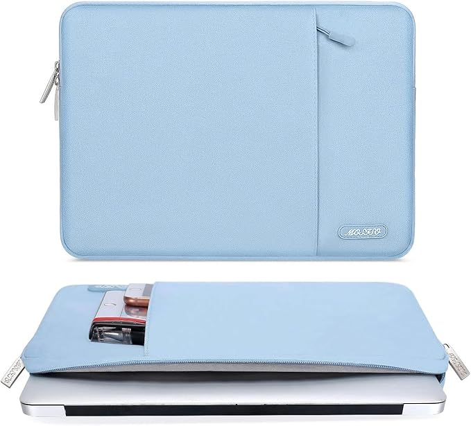 MOSISO Laptop Case 15 inch, 15 inch Laptop Sleeve Compatible with MacBook Air 15 M4 A3241 M3 A3114 M2 A2941 2025 2024 2023,Dell XPS 15,Polyester Vertical Computer Sleeve Bag with Pocket, Air Blue