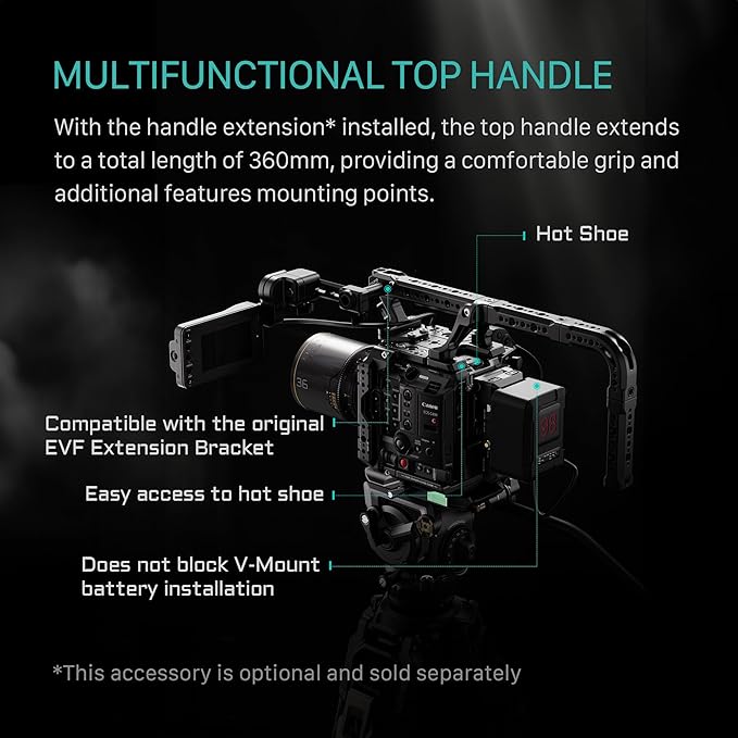 Tilta Camera Cage Pro Kit V-Mount for Canon C400 | Includes Cage, Battery Plate, Shoulder Baseplate, Right Side Arm & More | Arri Rosette, NATO Rail, 3/8"-16 & 1/4"-20