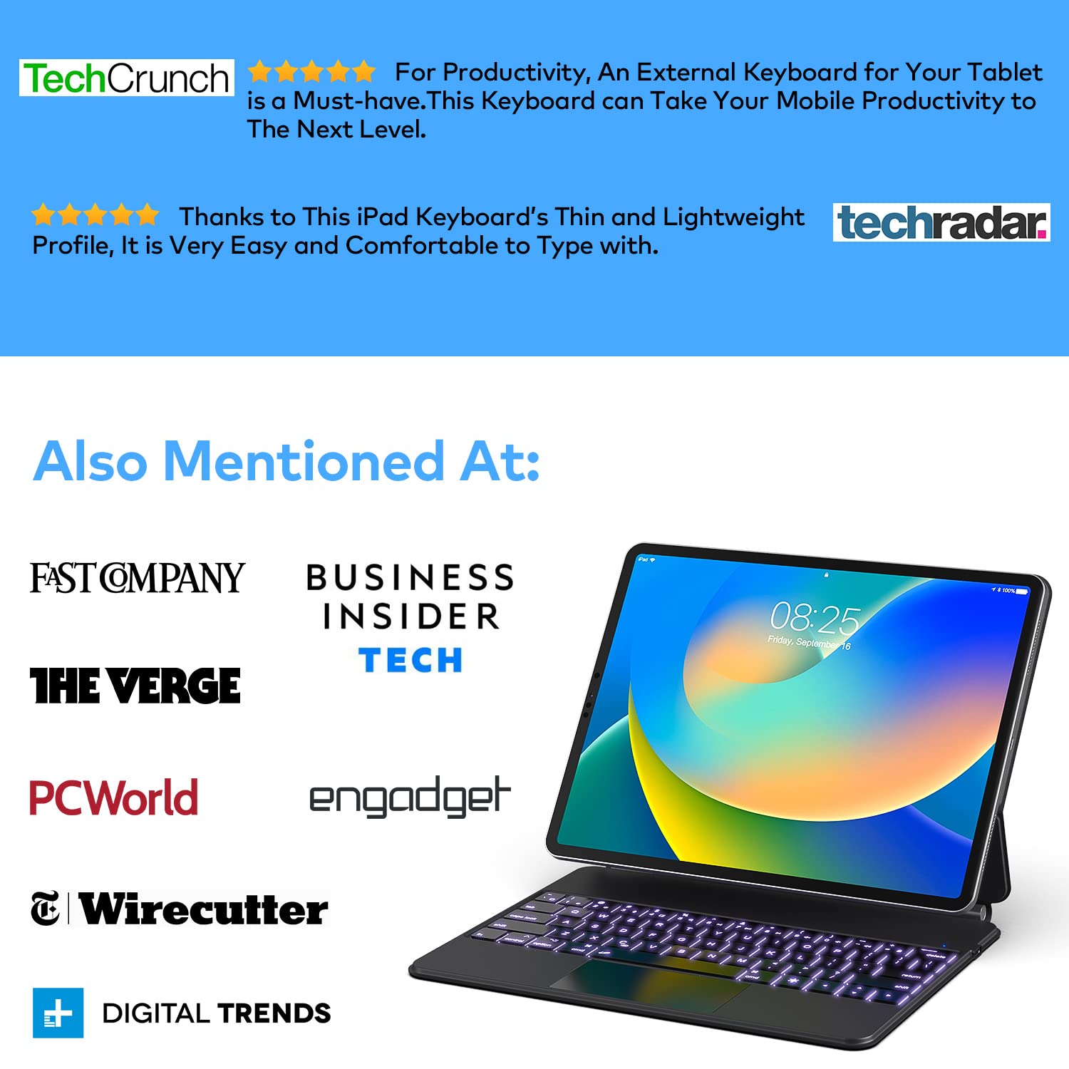 Keyboard Case for iPad Air 11-inch (M4 2026/M3 2025/M2 2024) & iPad Pro 11 inch(1st/2nd/3rd/4th Generation)–Magic-Style Magnetic Keyboard Case with Multi-Touch Trackpad for 10.9” iPad Air 4th/5th Gen.