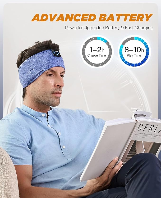 Perytong Bluetooth Headband Headphones, Sleep Headphones Bluetooth for Side Sleepers - Sleeping Headband with Thin Speaker Microphone Handsfree Gift Ideas for Women Men